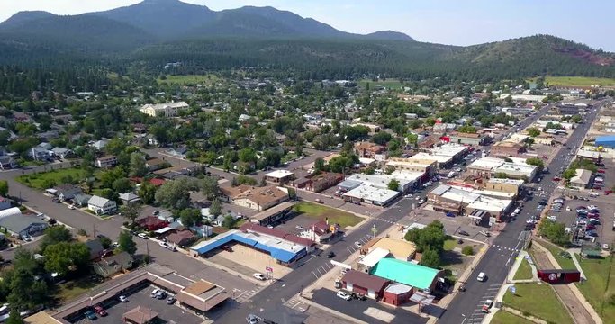 Aerial view of the Williams city in Arizona on the way to the Grand Canyon. Route 66.