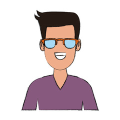 Man face with glasses cartoon icon vector illustration graphic design