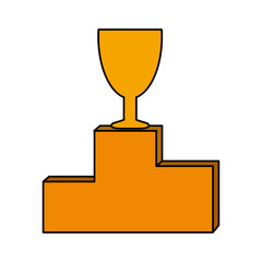 trophy cup on podium first place icon image vector illustration design 