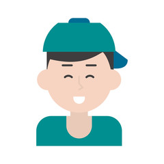 happy boy with hat or cap icon image vector illustration design 