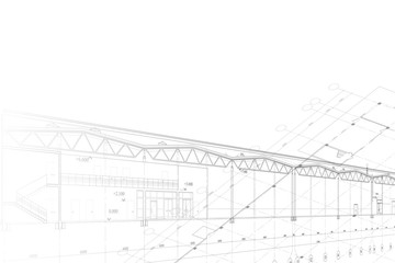 Background -architectural drawing of industrial building