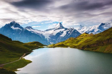 Foto op Canvas Panorama of Mt. Schreckhorn and Wetterhorn. Location place Bachalpsee in Swiss alps, Grindelwald, Europe. © Leonid Tit