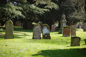 old gothic abandoned British cemetery with monuments