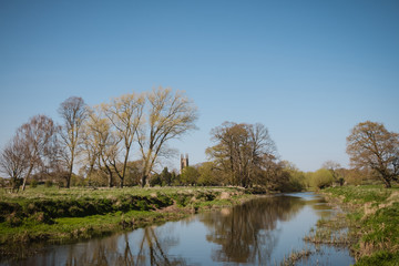 Fototapeta na wymiar The grounds of Charlecote Park on the banks of the River Avon in Charlecote, near Stratford upon Avon, Warwickshire, England, UK