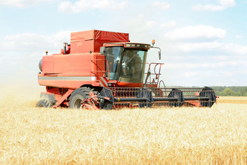 Modern agricultural equipment on field