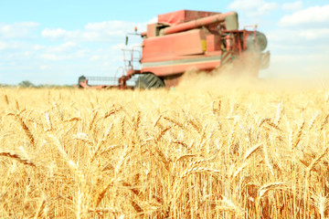 Obraz premium Modern agricultural equipment on field