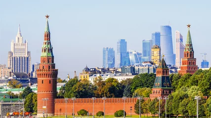 Schilderijen op glas panorama van Moskou, Rusland © dimbar76