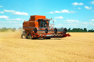 Modern agricultural equipment on field