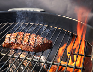 Delicious cooked meat on grill