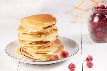 Pancakes with raspberry