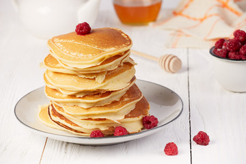 Pancakes with raspberry