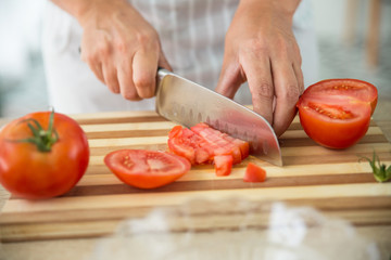 woman preparing a gazpacho
