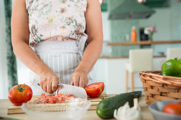 woman preparing a gazpacho