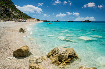Fototapeta premium Kathisma Beach, Lefkada Island, Greece. Kathisma Beach is one of the best beaches in Lefkada Island in Ionian Sea