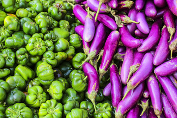fresh vegetables - pepper and eggplants