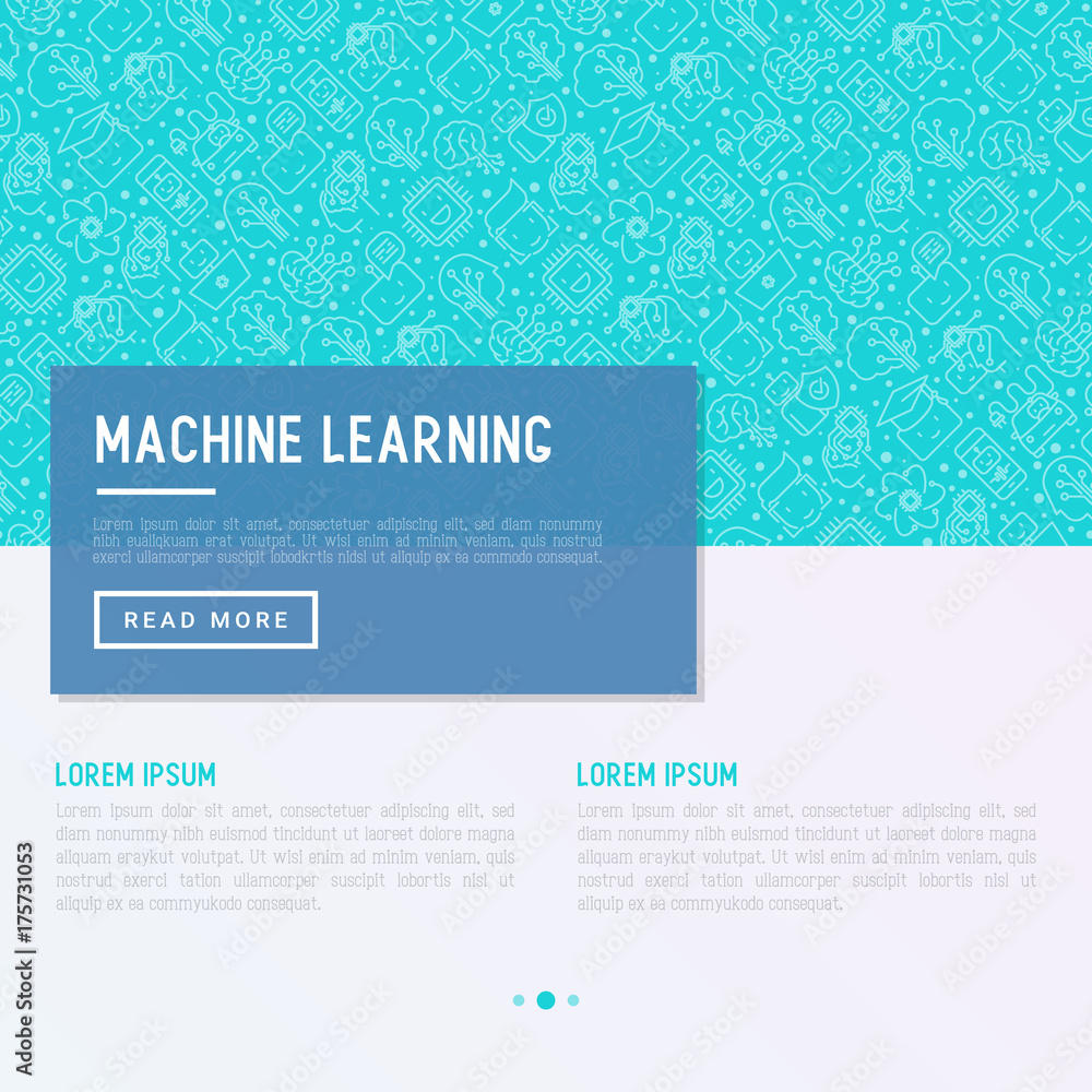 Aufkleber machine learning and artificial intelligence concept with thin line icons. vector illustration for b