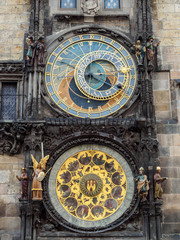 Astronomical clock tower at Prague old town square, Czech Republic.