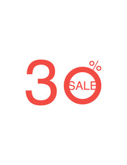 30% OFF Discount Sticker. Sale Red Tag Isolated Vector Illustration. Discount Offer Price Label, Vector Price Discount Symbol.