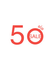 50% OFF Discount Sticker. Sale Red Tag Isolated Vector Illustration. Discount Offer Price Label, Vector Price Discount Symbol.