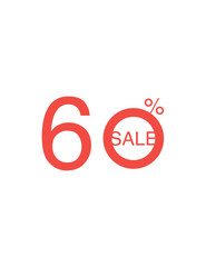 60% OFF Discount Sticker. Sale Red Tag Isolated Vector Illustration. Discount Offer Price Label, Vector Price Discount Symbol.