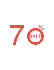 70% OFF Discount Sticker. Sale Red Tag Isolated Vector Illustration. Discount Offer Price Label, Vector Price Discount Symbol.