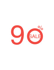 90% OFF Discount Sticker. Sale Red Tag Isolated Vector Illustration. Discount Offer Price Label, Vector Price Discount Symbol.