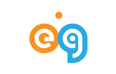 eg e g orange blue alphabet letter logo combination