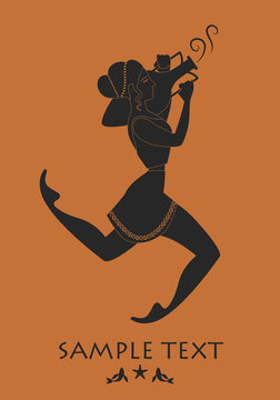 Ancient Greece girl carrying an amphora. Silhouette