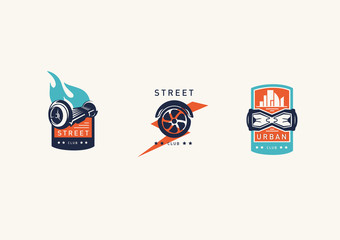 Naklejka premium Set Creative modern logo, gyroscooter electric transport