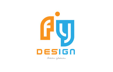 fy f y orange blue alphabet letter logo combination