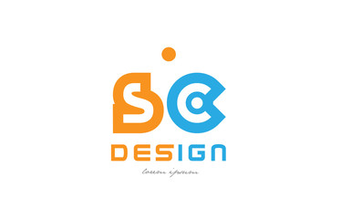 sc s c orange blue alphabet letter logo combination
