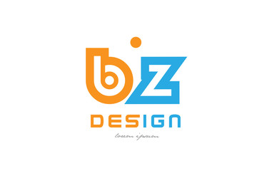 bz b z orange blue alphabet letter logo combination
