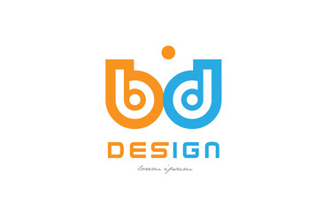 bd b d orange blue alphabet letter logo combination
