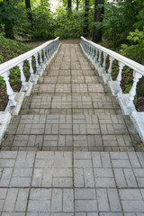 A staircase with a balustrade in the old park