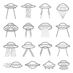 UFO logo elements. Mystical symbol paranormal phenomena, first contact, invasion of aliens