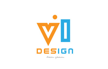 vl v l orange blue alphabet letter logo combination
