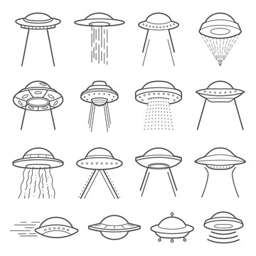 UFO logo elements. Mystical symbol paranormal phenomena, first contact, invasion of aliens