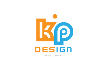 kp k p orange blue alphabet letter logo combination