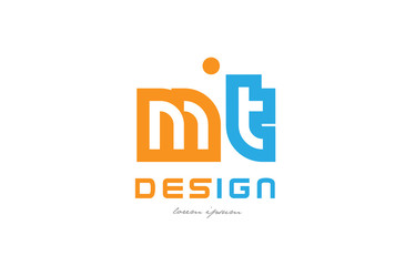 mt m t orange blue alphabet letter logo combination