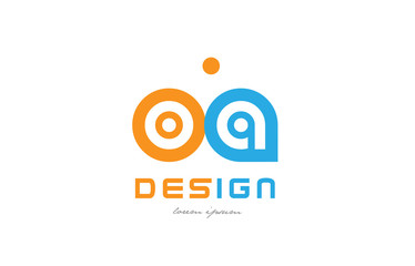 oa o a orange blue alphabet letter logo combination