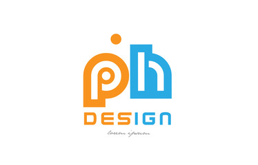 ph p h orange blue alphabet letter logo combination