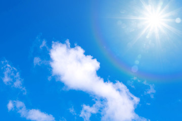 Naklejka na ściany i meble Cloud scape and sunshine with blue sky background 