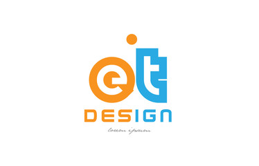 et e t orange blue alphabet letter logo combination