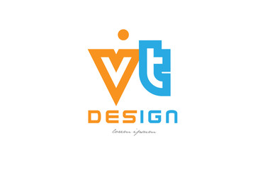 vt v t orange blue alphabet letter logo combination