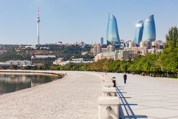Baku boulevard, Caspian sea