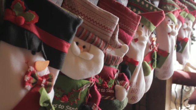 Christmas socks on the fireplace