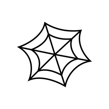 Spider web, halloween vector graphic icon, isolated on white background. Black spider web.