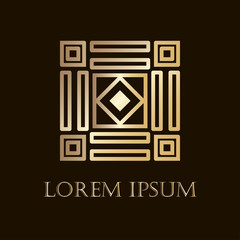 Art deco golden ornamental logo. Template for design. Vector illustration eps10