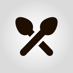Two flat isolated spoons vector icon