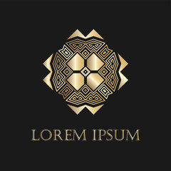 Art deco golden ornamental logo. Template for design. Vector illustration eps10